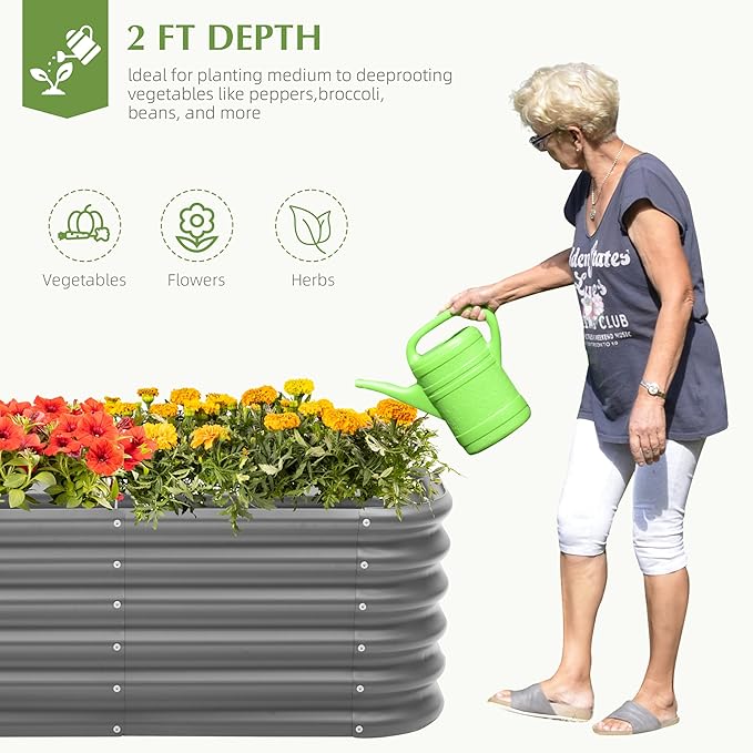 Galvanized Raised Garden Bed, Outdoor Planter Bed, Metal Planter Box for Gardening and Planting,4x2x1.5ft, Dark Grey