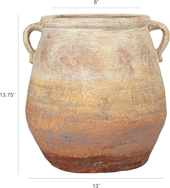 Creative Co-Op Whitewashed Terra-Cotta Urn, Beige