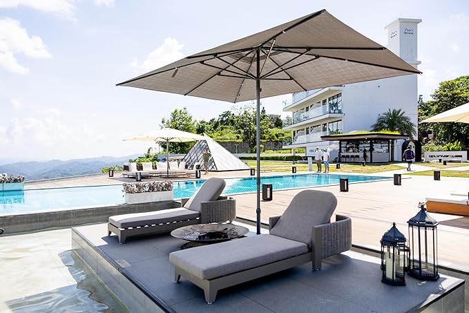 PURPLE LEAF Patio Chaise Lounge with Cushion Aluminum Poolside Sunbathing Tanning Layout Chairs Adjustable Reclining Chairs Set of 2 Nurture Shale