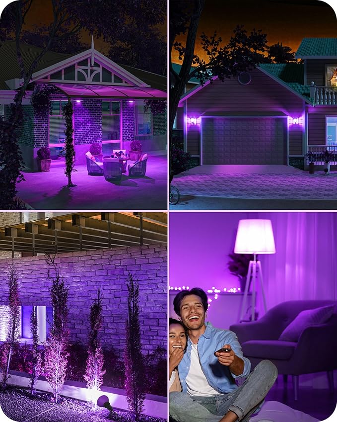 EDISHINE Christmas Decorations PAR38 Purple LED Flood Light Bulbs Outdoor, Dimmable LED Light Bulb, 18W(120W Equivalent), Outdoor Weatherproof Light Bulb for Christmas, E26 Base, 4 Pack
