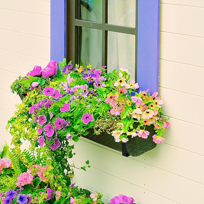 LukLoy Window Planter Box Brackets, 6 Pack Adjustable Heavy Duty Wall Mount Window Flower Boxes Outdoor with Bracket (6 to 12 in), with 70lbs Capacity, Black