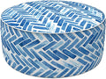 LVTXIII Indoor/Outdoor Inflatable Ottoman, All Weather Round Footrest Stool D21”x H9”, Portable for Patio Garden Camping or Home-Blue Bricks