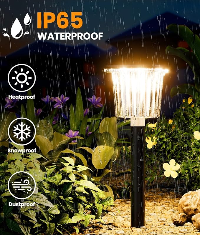 Super Bright Solar Powered Outdoor Lights 4 Pack,Adjustable Warm&Cool White,Waterproof IP65 Solar Garden Decorations Landscape Lighting Outside for Front Yard/Patio/Walkway/Driveway/Lawn/Pathway Light