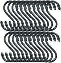 30 Pack Vinyl Coated Heavy Duty S Hooks for Hanging Plants, Clothes, Non Slip Steel Metal Black Rubber Coated Closet S Hooks for Hanging Jeans, Jewelry, Pot, Pan