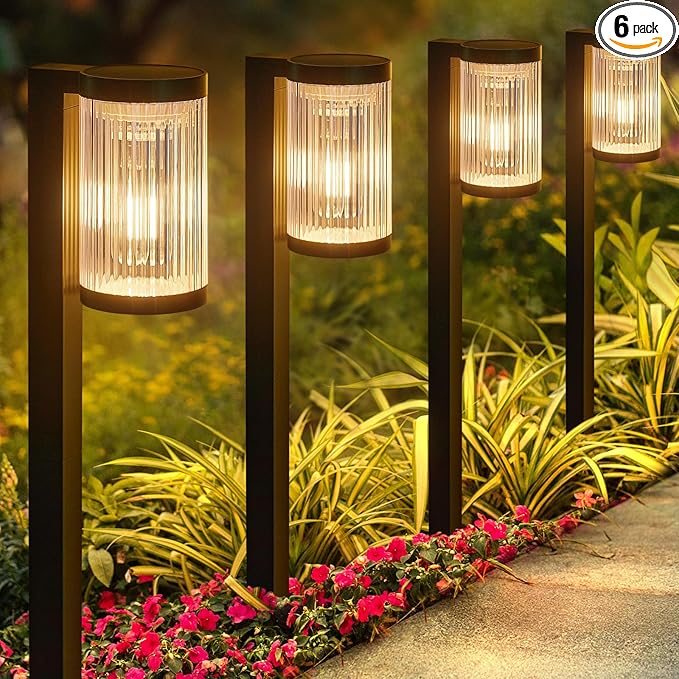 Solar Pathway Lights Outdoor, 6 Pack Upgraded Outdoor Solar Lights for Outside Super Bright Up to 12Hrs, IP65 Waterproof Solar Garden Lights for Yard Path Walkway Decor Landscape Lighting