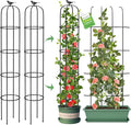 Tower Obelisk Garden Trellis for Climbing Plant，6.2FT/74.4" Rustproof Metal Potted Plant Climbing Support for Indoor Outdoor Flowers Vegetable Fruits Vines Support (2Pcs)