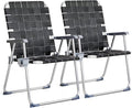 VINGLI Aluminum Oversize Patio Lawn Chairs Folding Set of 2 with Detachable Cup Holder, Webbed Beach Chair Folding Chair Outdoor Portable Camping Chair for Yard, Garden
