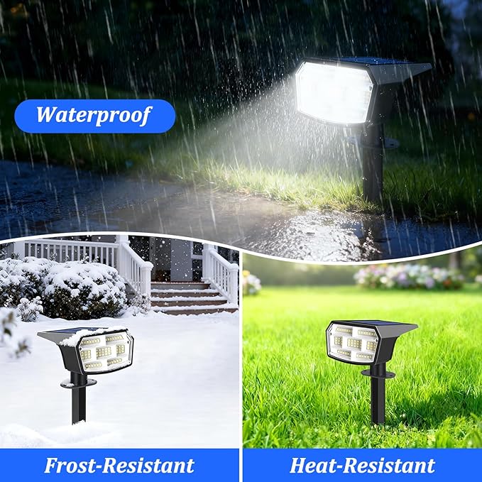Sucolite 6-Pack Solar Spot Lights Outdoor Waterproof IP65, 3 Lighting Modes 2-in-1 Solar Landscape Spotlights for Yard, 59 LED Solar Powered Wall Lights for Garden Pathway Driveway Walkway, Cool White