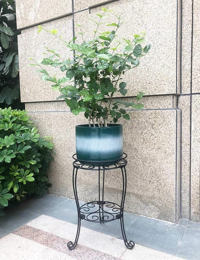 11.8 inches Diameter Tall Metal Plant Stand for Indoor or Outdoor,Heavy Duty Flower Pot Stand Rack Holds Big Heavy Plants,Black (18.9 INCHES TALL)