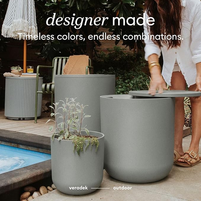 Veradek Kona Cooler Side Table – 2-in-1 Outdoor Patio Side Table w/Cooler | Insulated 40L Capacity | Modern Accent Décor for Hosting, BBQ, Poolside
