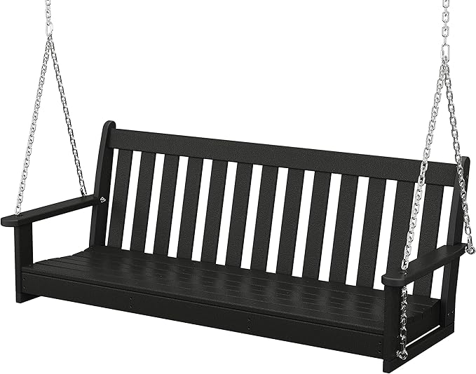 POLYWOOD GNS60BL Vineyard 60" Outdoor Swing, Black