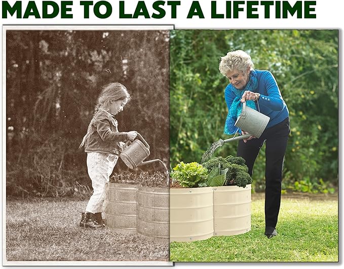 Plant & Plot Galvanized Raised Garden Beds Outdoor // 3×3×1 ft Planter Raised Beds for Gardening, Vegetables, Flowers // Large Metal Garden Box (White) // Patented Tool-Free Design