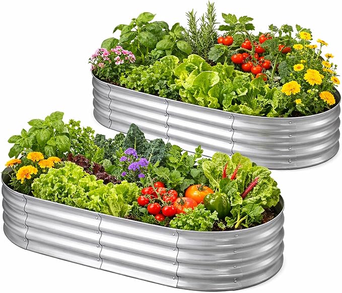 Galvanized Raised Garden Bed for Outdoor: 4X2X1ft Durable Metal Vegetable Plant Container Kit（2 Pack）