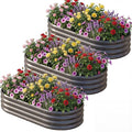 AHEONLAR 3 Pack 6×3×1ft Galvanized Raised Garden Beds, Oval Durable Planter Boxes Outdoor for Vegetables, Fruits, Flowers and Plants, Quick Assembly, Grey