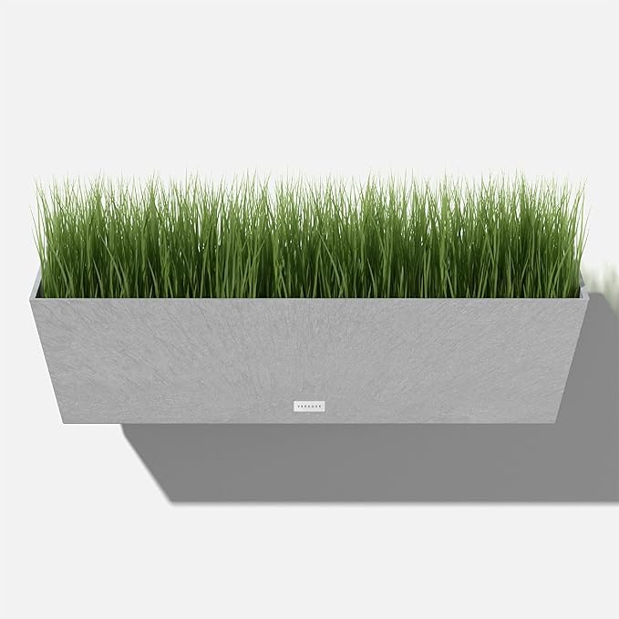 Veradek Pure Series Railing Planter - Plastic Hanging Planter for Outdoor Balcony/Fence | Durable All-Weather Use with Adjustable Brackets | Modern Décor for Flowers, Succulents, Hanging Plants