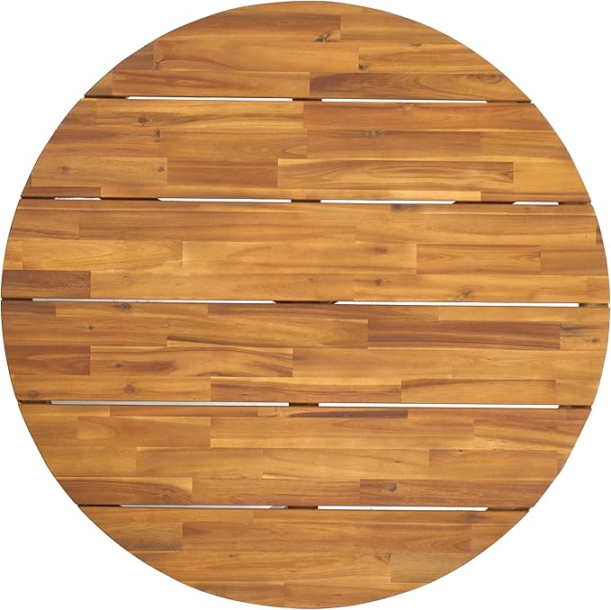 SAFAVIEH Outdoor Collection Leo Natural/Black Solid Wood Round Coffee Table