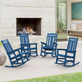 LUE BONA Outdoor Rocking Chairs Set of 4, Weather Resistant HDPS Poly Rocker Chairs, 350lb Heavy Duty, Oversized Porch Rocker for Adult, High Back Smooth Rocking for Outdoor & Indoor, Blue