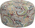 LVTXIII Outdoor Inflatable Ottoman, Fade-Resistant Round Footrest Stool D31”x H14”, Portable Patio Pouf for Garden Camping or Home Use, Paisley Chilli