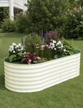 GarveeLife 6x3x2 ft Galvanized Raised Garden Bed - 24“ Tall Metal Planter Box for Vegetables, Flowers, Herbs, Rust-Resistant Outdoor Garden Box, Easy Assembly Raised Beds for Gardening, Beige