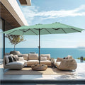 PHI VILLA 15ft Large Patio Umbrellas with Base, Outdoor Double-Sided Rectangle Market Umbrella for Pool Lawn Garden, Mint Green