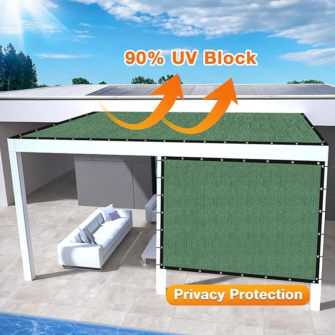 Artpuch Outdoor Pergola Shade Cover 14' X 20' Sun Shade Cloth with Grommets, 90% UV Protection Canopy Patio Privacy Screen (Customized Available) GN107, Green