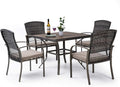 Pamapic Outdoor 5-Piece Patio Dining Set, Weather Resistant PE Rattan Table and Chairs, Comfortable Cushions, Easy Maintenance, 5 PCS, Beige