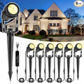 ALOVECO Low Voltage Landscape Lights, 6 Pack LED Spot Lights Outdoor with 30W Transformer IP65 Waterproof, Plug in Outdoor Landscape Lighting for Yard Garden Tree House Flag Pathway (Warm White 2700K)