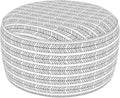 LVTXIII Indoor/Outdoor Extra Large Inflatable Ottoman Pouf D31 x H14 Inch, Round Footstool with Handle, Weather-Resistant Portable Furniture for Patio, Camping, Beach, Herringbone Black White