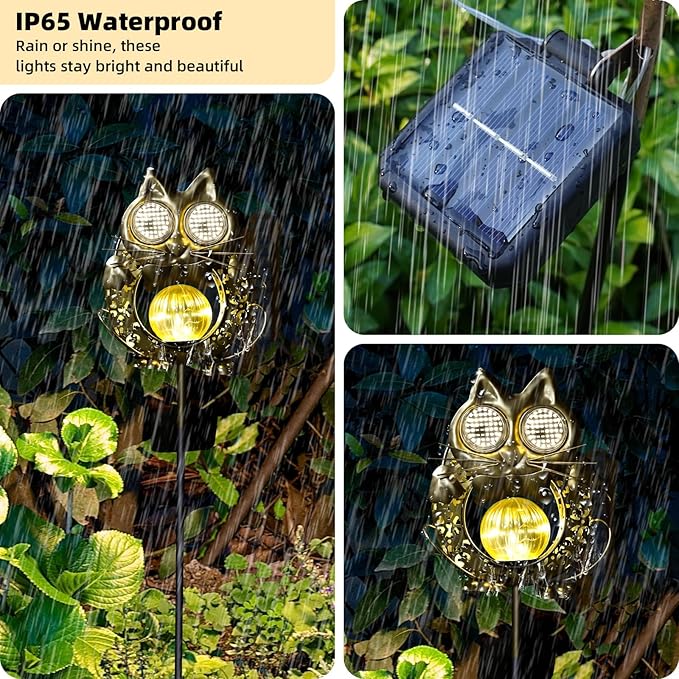 Solar Lights Outdoor Decor, Solar Cat Yard Decorations Outdoor, Garden Decorative, IP65 Waterproof, Gifts for Women Mom, for Yard Patio Lawn Pathway Landscape