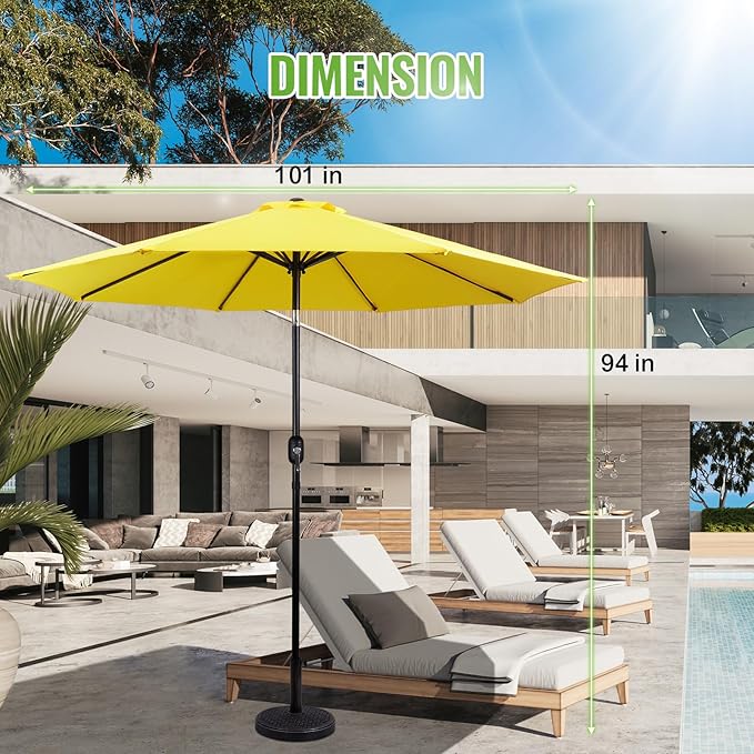 Backyard Expressions 9 ft. Patio Umbrella, Market Table Umbrella w/Tilt and Crank, 8 Ribs