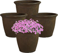 Sunnydaze 20-Inch Anjelica Large Plastic Pot for Plants - Outdoor Double-Walled Large Plastic Planter with Drillable Drainage Holes - Rust - 4pk