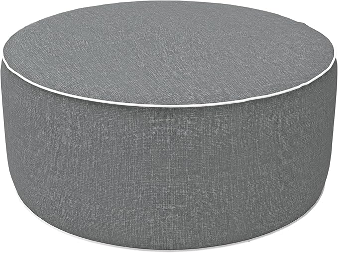 LVTXIII Outdoor/Indoor Inflatable Ottoman, 21"x21"x9" Patio Footrest Stool, Portable Round Pouf Ottoman for Patio Garden, Camping or Home Decoration, Grey Textured