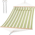 SUNCREAT Hammock 2 Person Heavy Duty, Double Hammocks for Trees, 2 Person Hammock with Spreader Bar, Green&Beige