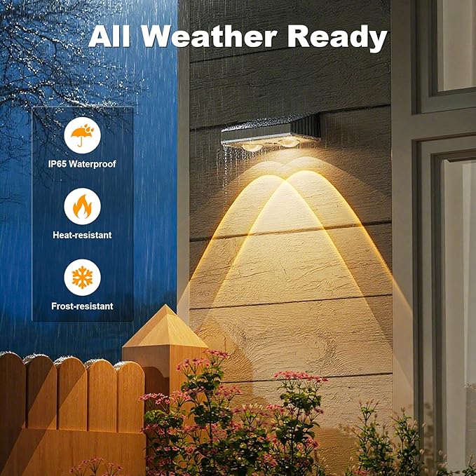 NIORSUN Solar Fence Lights,16 Pack Deck Light,Led Lights Warm White Outdoor Wall Lights,IP45 Solar Powered Light Waterproof for Backyard/Pool/Railing/Patio/Porch/Step/Outside/Garden (Black)