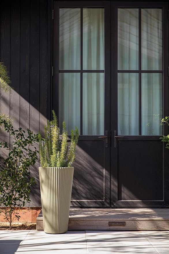 Veradek Demi Series Tall Planter for Porch, Patio, Backyard | Durable Plastic-Stone Composite Material | Modern Décor for Tall Plants, Grasses