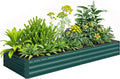 Outsunny Galvanized Raised Garden Bed, 8' x 3' x 1' Metal Planter Box, for Growing Vegetables, Flowers, Herbs, Succulents, Green