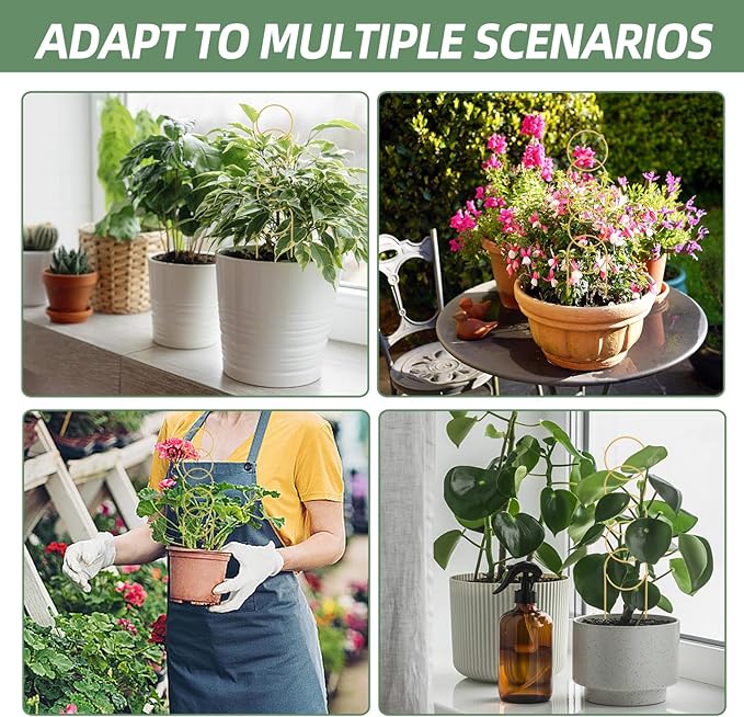 17.5 Inch Indoor Plant Trellis for Climbing Plants,Metal Trellis,Small Garden Trellis for Potted Plants,Plant Stakes for Indoor Plants Accessories Hoya,Flower,Plant Support (Golden-Metal)