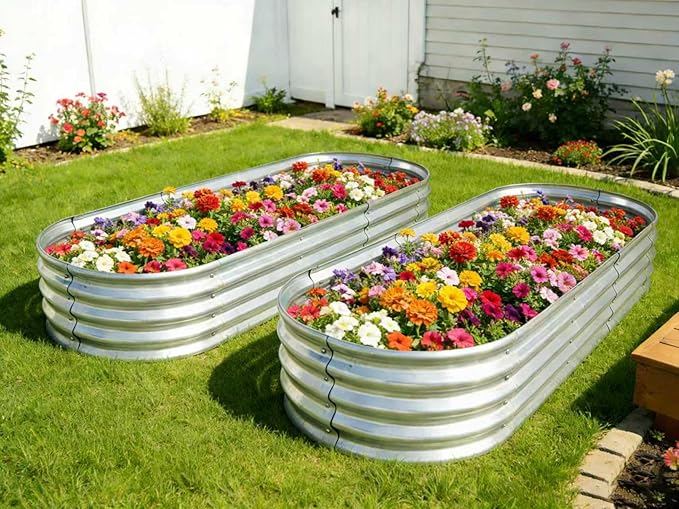 6 ft x 2 ft Raised Garden Bed Metal Elevated Planter for Vegetable Flower Herb (2pk)