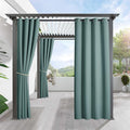 RYB HOME Outdoor Curtains for Patio, Waterproof Blackout UV Protection Outside Decor for Porch Swimming Pool Hut Garden Pavilion Pop Up Tent Pergola Balcony, W 52 x L 84, 1 Panel, Greyish Blue