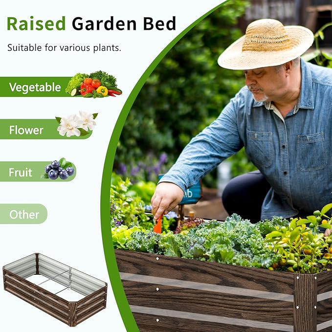 DoCred 3 in 1 Raised Garden Bed with 87in Tall Arch Trellis for Climbing Plants, Galvanized Planter Garden Box Outdoor for Gardening, Climbing Vegetables, Flower