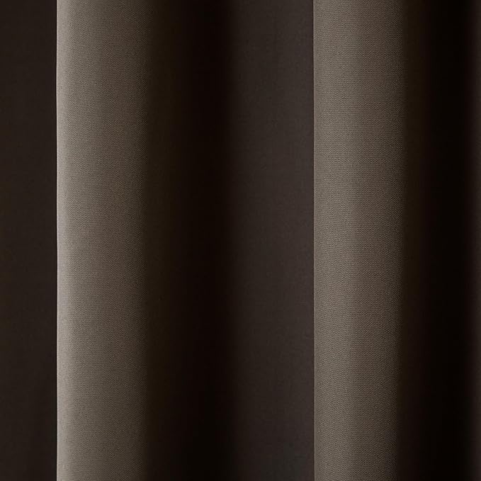 TOWN & COUNTRY BASICS Cabana Solid Heavyweight Indoor Outdoor Curtains, Light Filtering Opacity with Grommet Top, Water Repellent, 2-Pack Set, 54"x96", Chocolate