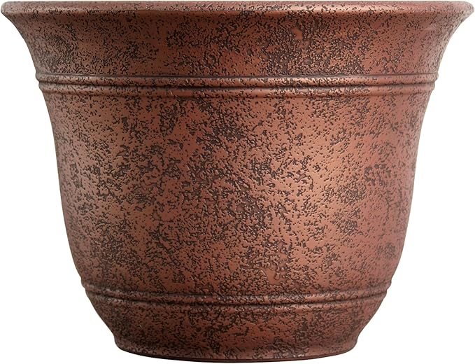 The HC Companies Sierra Round Self-Watering Pot - Lightweight Plastic Planter for Herbs & More - Durable Plant Pots for Indoor Plants & Outdoor Plants (7.5” Rustic Redstone, Pack of 1)