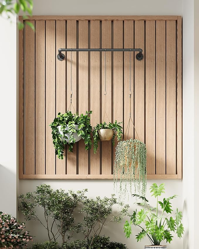 Plant Haning Rod, Hanging Planters for Indoor Plants with 3 Chains, Wall Plant Hanging Bar for Window Celling, 38.2 Inch, Metal Black, Pots Not Included