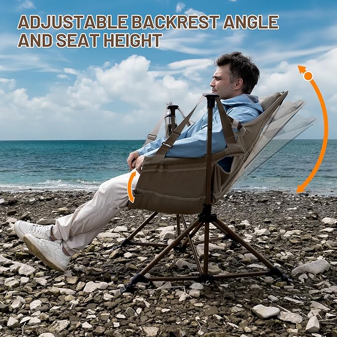 TIMBER RIDGE Hammock Camping Chair, Oversized Swinging Chair for Outdoor Lawn, Backyard and Patio, Supports 400lbs, Tan