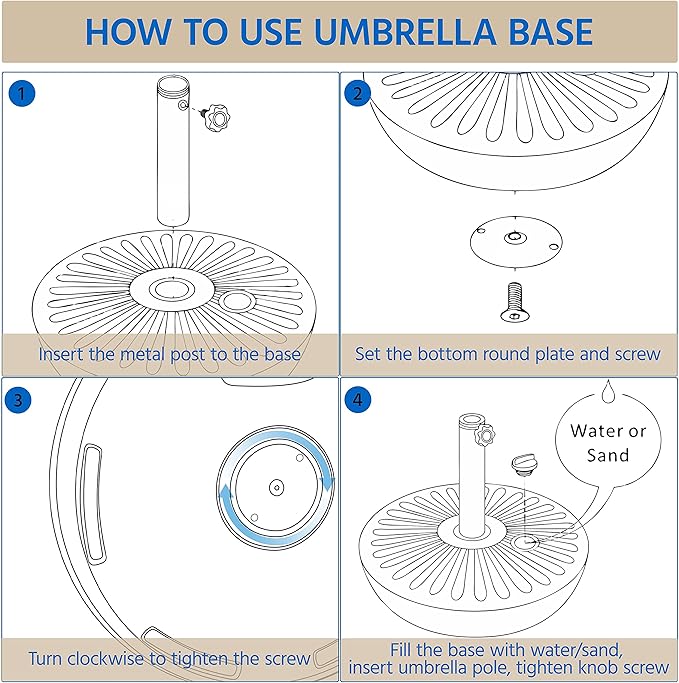 Yaheetech Umbrella Base 85.7lbs Round Water & Sand Filled Patio Outdoor Umbrella Stand with Steel Umbrella Holder Suit for Dia 1.5'' or 1.9'' Umbrella Pole, Black