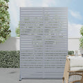 Casaphoria Metal Privacy Screen Outdoor, 72" H x 47" W Freestanding Decorative Privacy Screen for Patio Deck Balcony Garden with Stable Base, Grey-Louvered