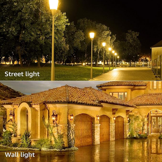 TORCHSTAR Yellow Dusk to Dawn Light Bulbs Outdoor, Sensor A19 LED Light Bulb, Auto On/Off Photocell Automatic for Outdoor Lighting, UL FCC DOE, 2700K, Pack of 4