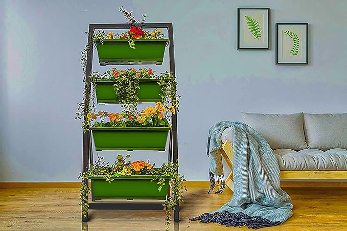 Outland Living 6-Ft Raised Garden Bed - Vertical Garden Freestanding Elevated Planter with 4 Container Boxes - Good for Patio or Balcony Indoor and Outdoor - Perfect to Grow Vegetables Herbs Flowers
