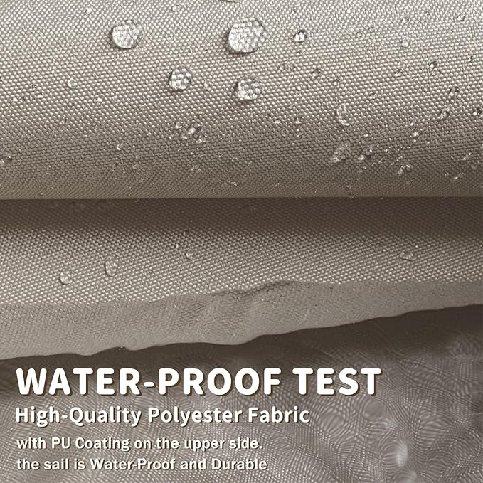 LOVE STORY Rectangle 8'x18' Waterproof Sun Shade Sail Canopy UV Block for Outdoor Patio Backyard Carport,Taupe(We Make Custom Size)