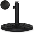 Backyard Expressions 20 lb Round Patio Umbrella Base – Heavy Duty Resin-Coated Calcium Carbonate Stand with Adjustable Pole Adapters Fits 1.5"–2" Poles, Weather-Resistant, Black Finish